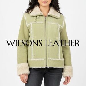 Wilsons Leather Women's Sage and Cream Teddy Jacket